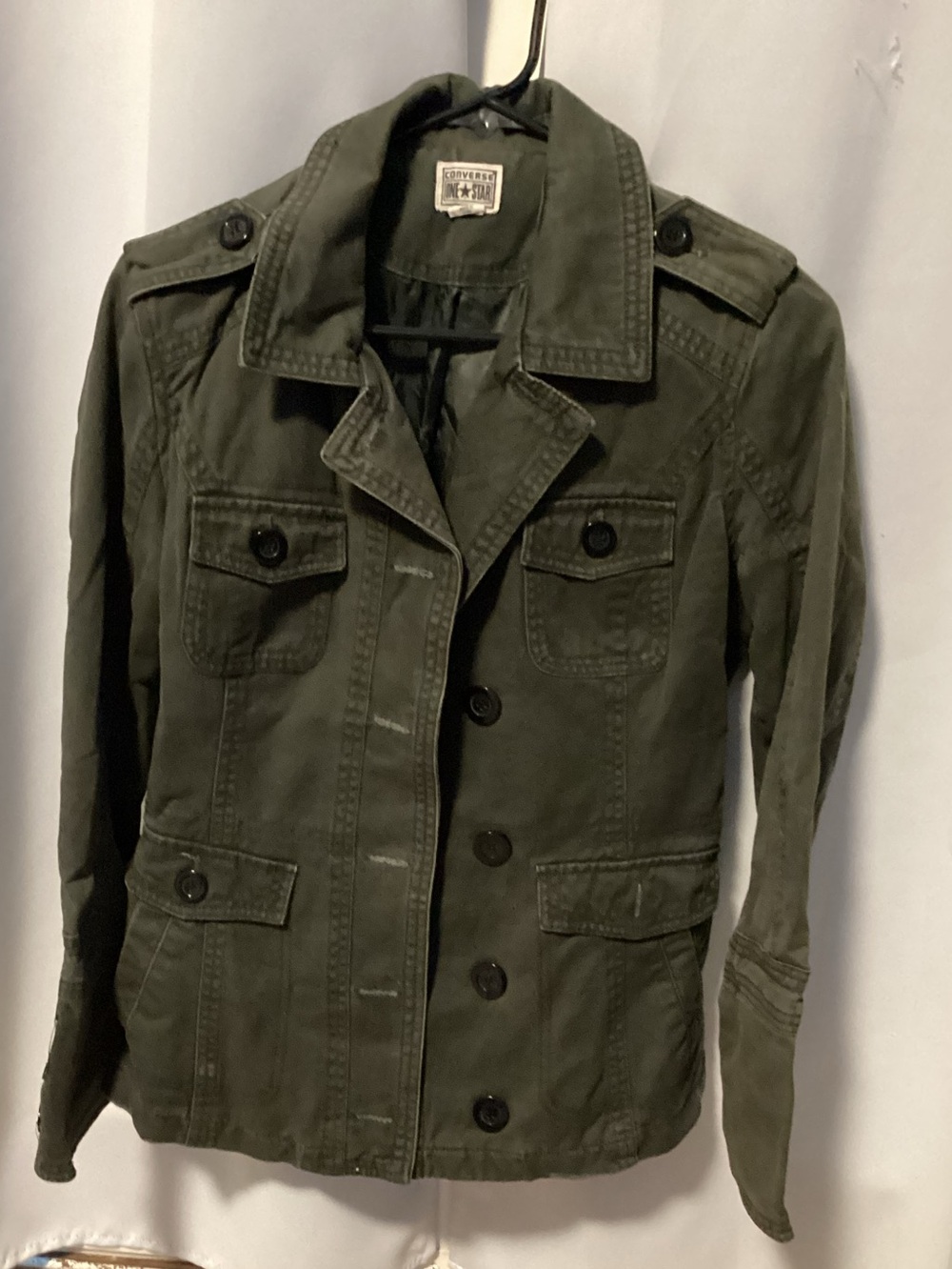 Converse Olive Green Military-Style Utility Jacket